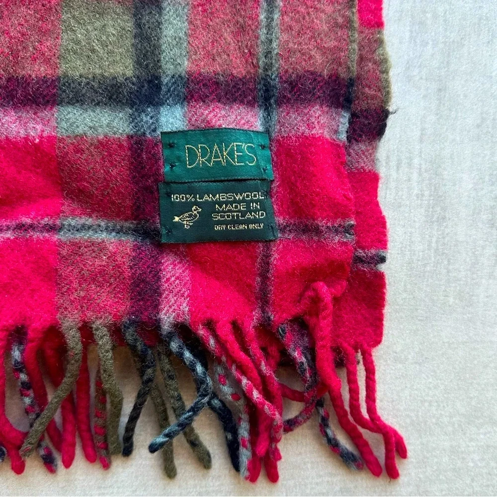 DRAKES Plaid Wool Scarf 🧣
